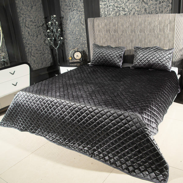 Charcoal Lustre - Velvety Bed Spread